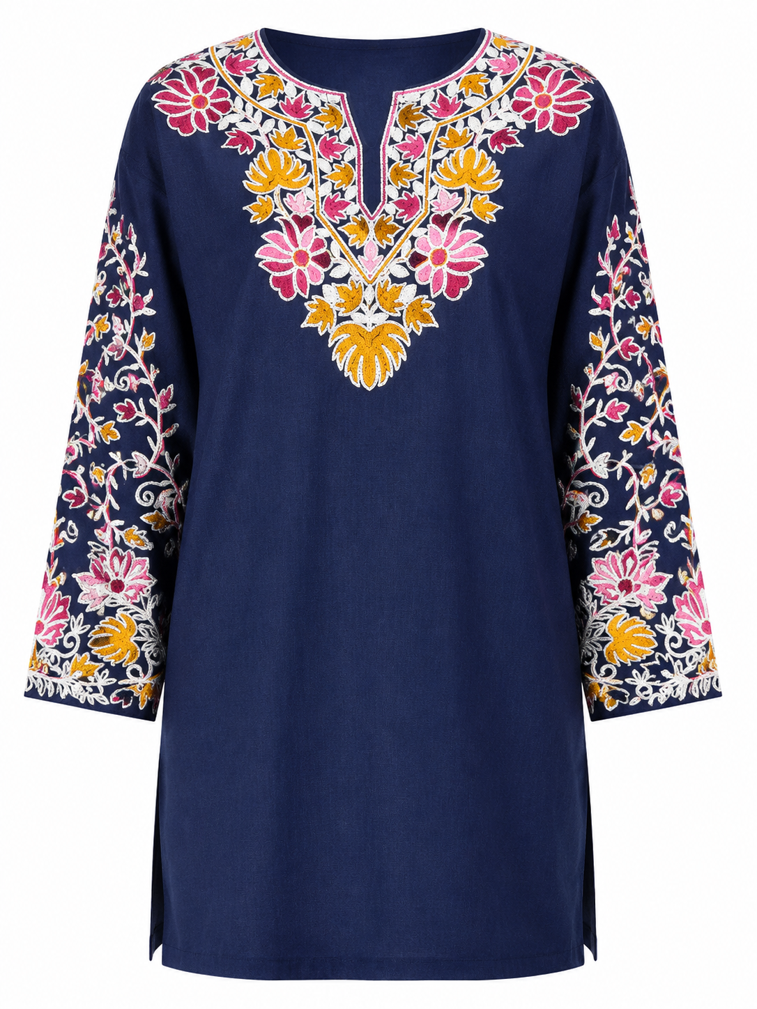 Noor : Aari embroidery summer Co-Ord Set | Dark Blue